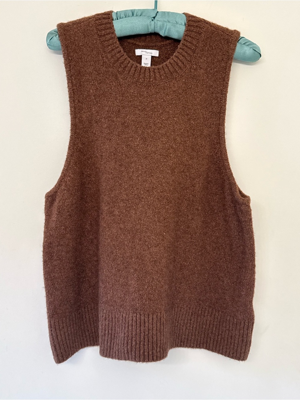 Daily Ritual Chocolate Brown Sleeveless Crewneck Sweater Vest
